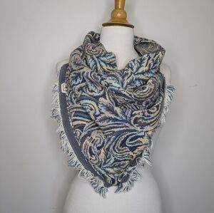 Upcycled Woven Fringe Triangle Infinity  Scarf